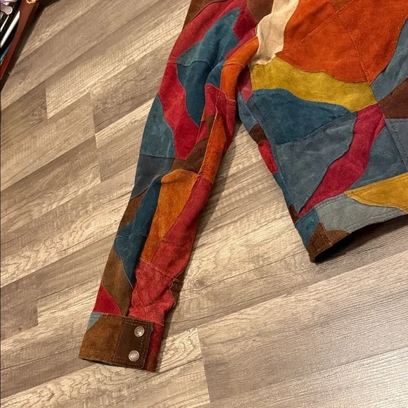 VINTAGE BadLeather Mens Sz 44 Multicolor Patchwork Leather Jacket